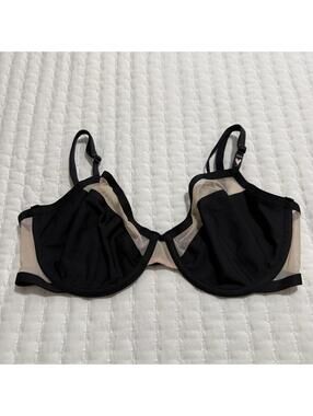 Victoria’s Secret 32DDD Unlined Demi Bra Black With Nude Mesh NWT